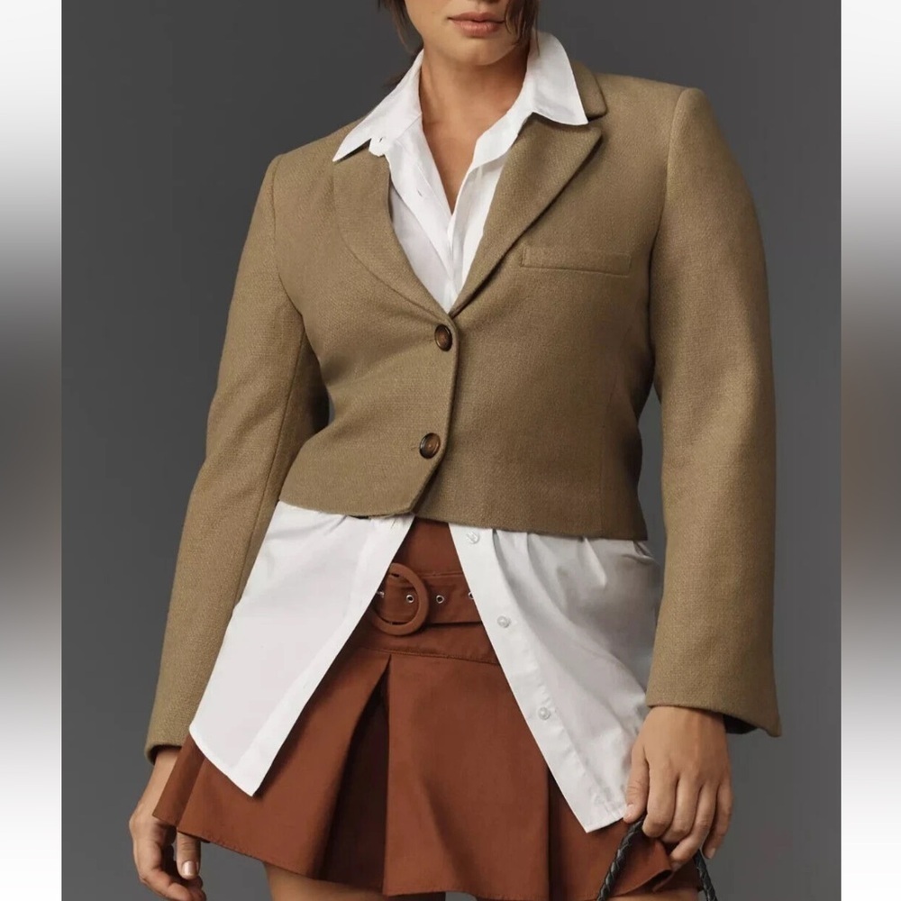ANTHROPOLOGIE Cropped Blazer Jacket size 12 - Picture 1 of 13